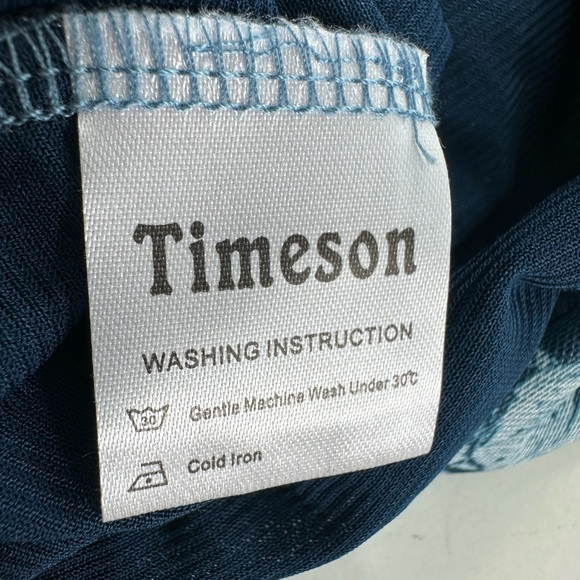 Timeson Women's Long Sleeve Scoop Neck Pleated Front Fitted Blouse Tops LARGE - Picture 9 of 11